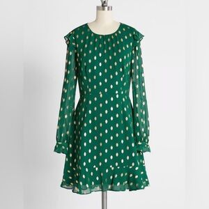 NEW ModCloth + Hutch  Emerald green and gold dots Size 2